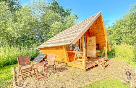 Rose Hollow bespoke handcrafted log cabin at Acorn Glade Glamping York