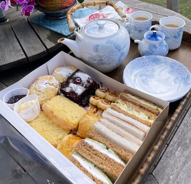 Afternoon tea served with Yorkshire tea and vintage bone china.
